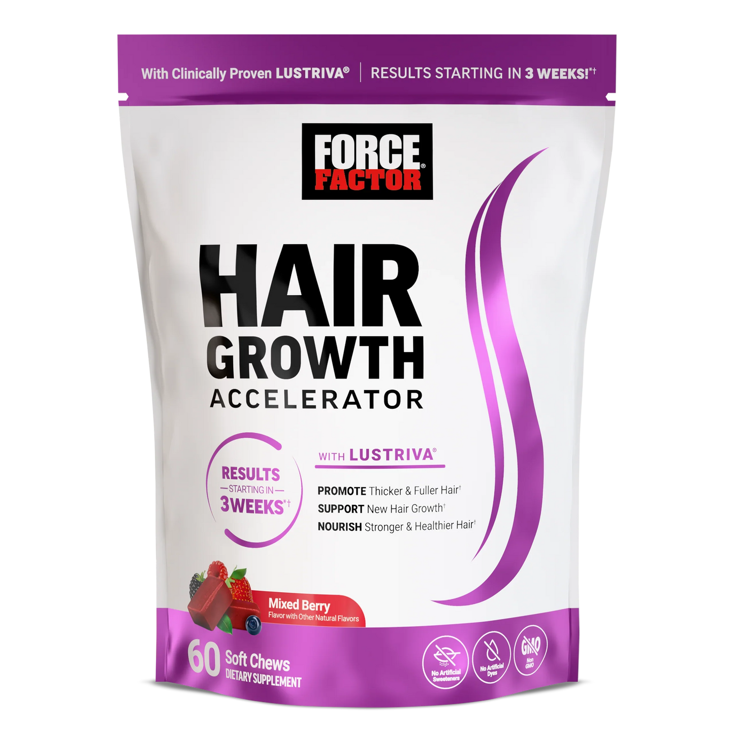 Force Factor - Hair Growth Accelerator Soft Chews, Hair Growth Vitamins for Women and Men 60pc