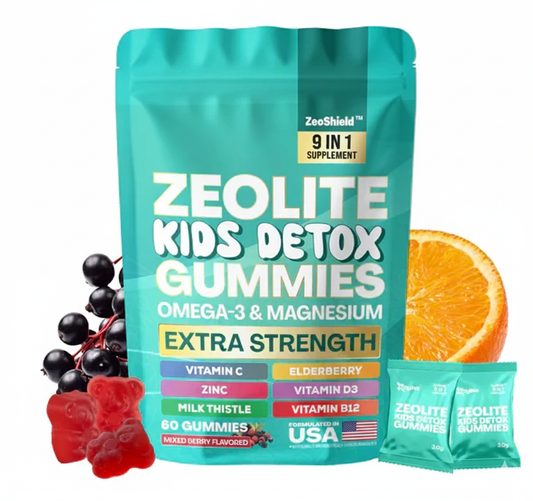 Zeolite Kids Detox Gummies Mixed Berry Flavored All-in-One 60 Gummies for Detox, Immunity, and Overall Wellness