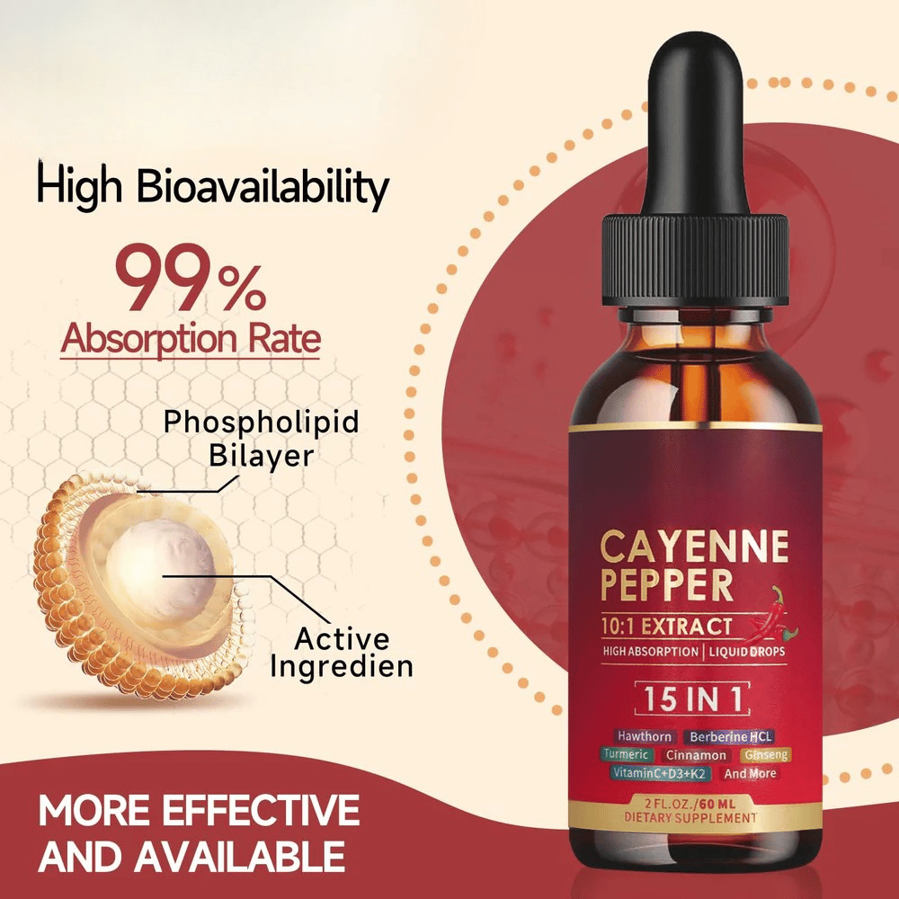 Cayenne Pepper Liquid Drops – Advanced Circulation & Daily Wellness Support